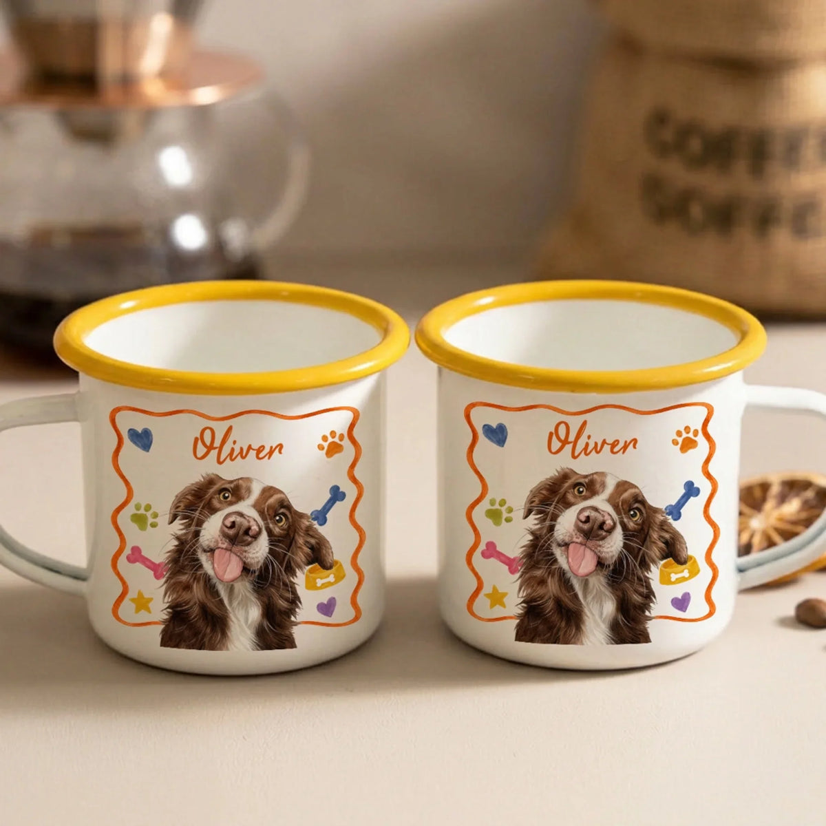 My Lovely Dog - Personalized 12OZ Two-Tone Enamel Cups With Handle