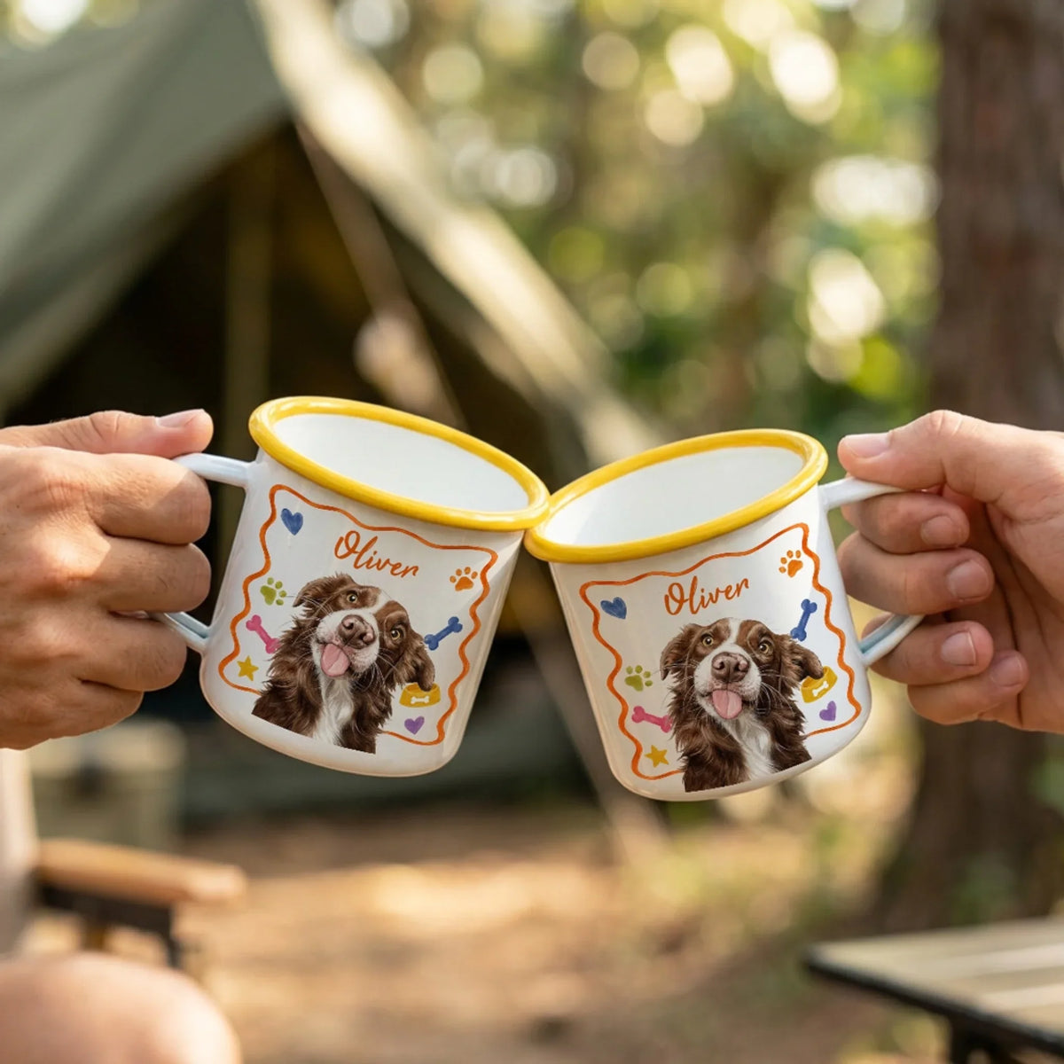 My Lovely Dog - Personalized 12OZ Two-Tone Enamel Cups With Handle