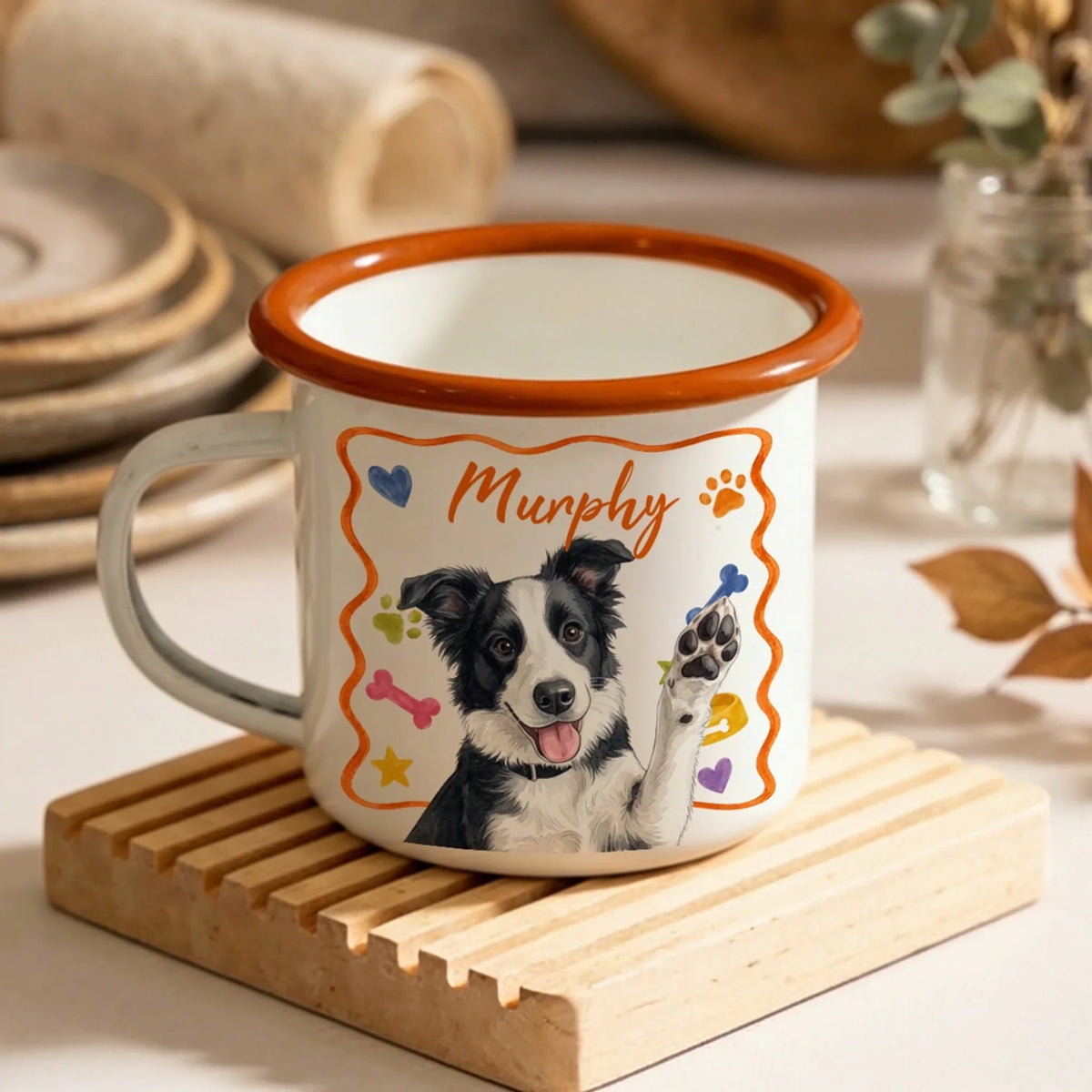 My Lovely Dog - Personalized 12OZ Two-Tone Enamel Cups With Handle