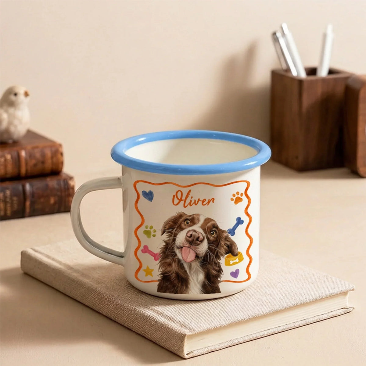 My Lovely Dog - Personalized 12OZ Two-Tone Enamel Cups With Handle