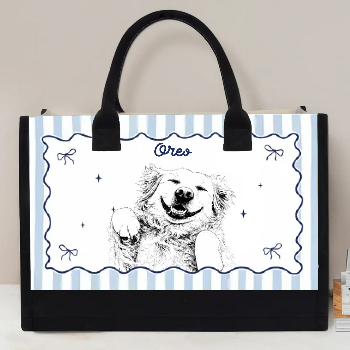 Girls Love Dog - Personalized Canvas Tote Bag