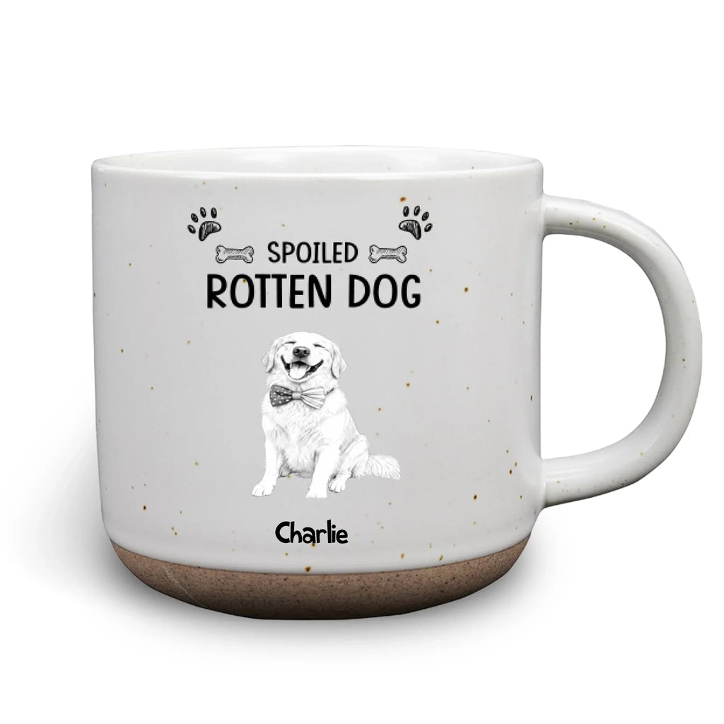 Custom Photo Christmas Birthday Gifts For Dog Mom, Dog Lovers • Sketch Spoiled Rotten Dog - Personalized Pottery Mug