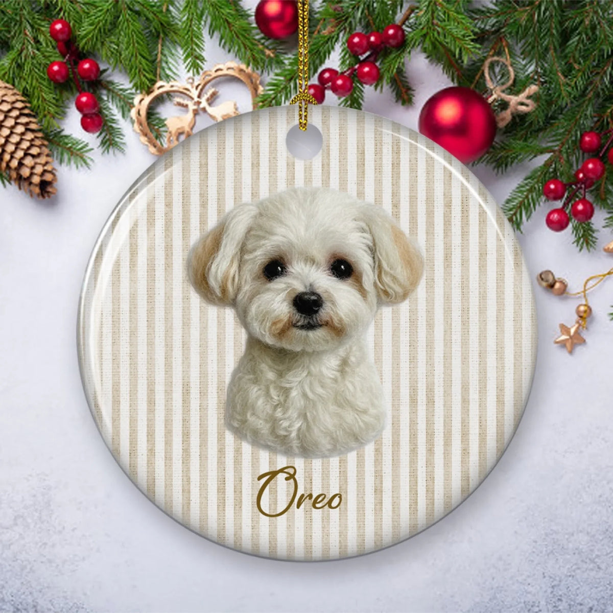 Custom Christmas Decor Home Birthday Gifts For Dog Lovers • Cutie Pet Portrait - Personalized Ceramic Ornament