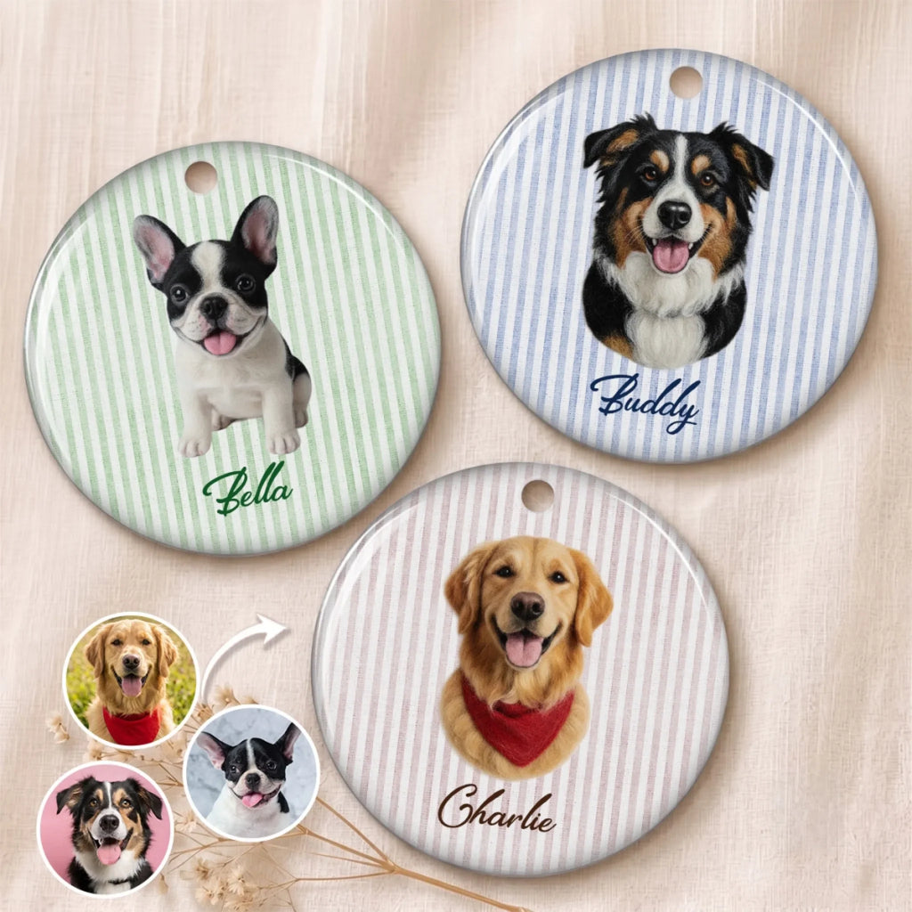 Custom Christmas Decor Home Birthday Gifts For Dog Lovers • Cutie Pet Portrait - Personalized Ceramic Ornament