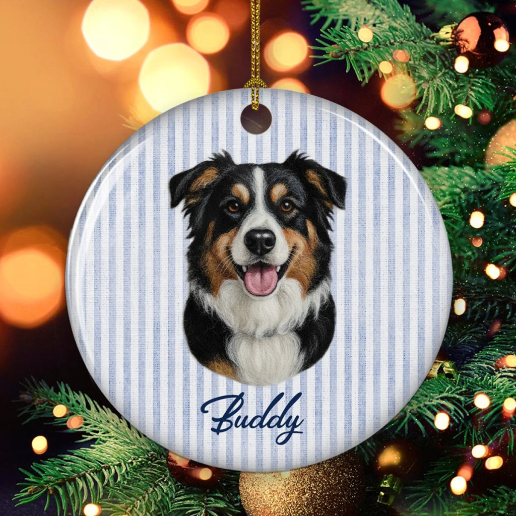 Custom Christmas Decor Home Birthday Gifts For Dog Lovers • Cutie Pet Portrait - Personalized Ceramic Ornament