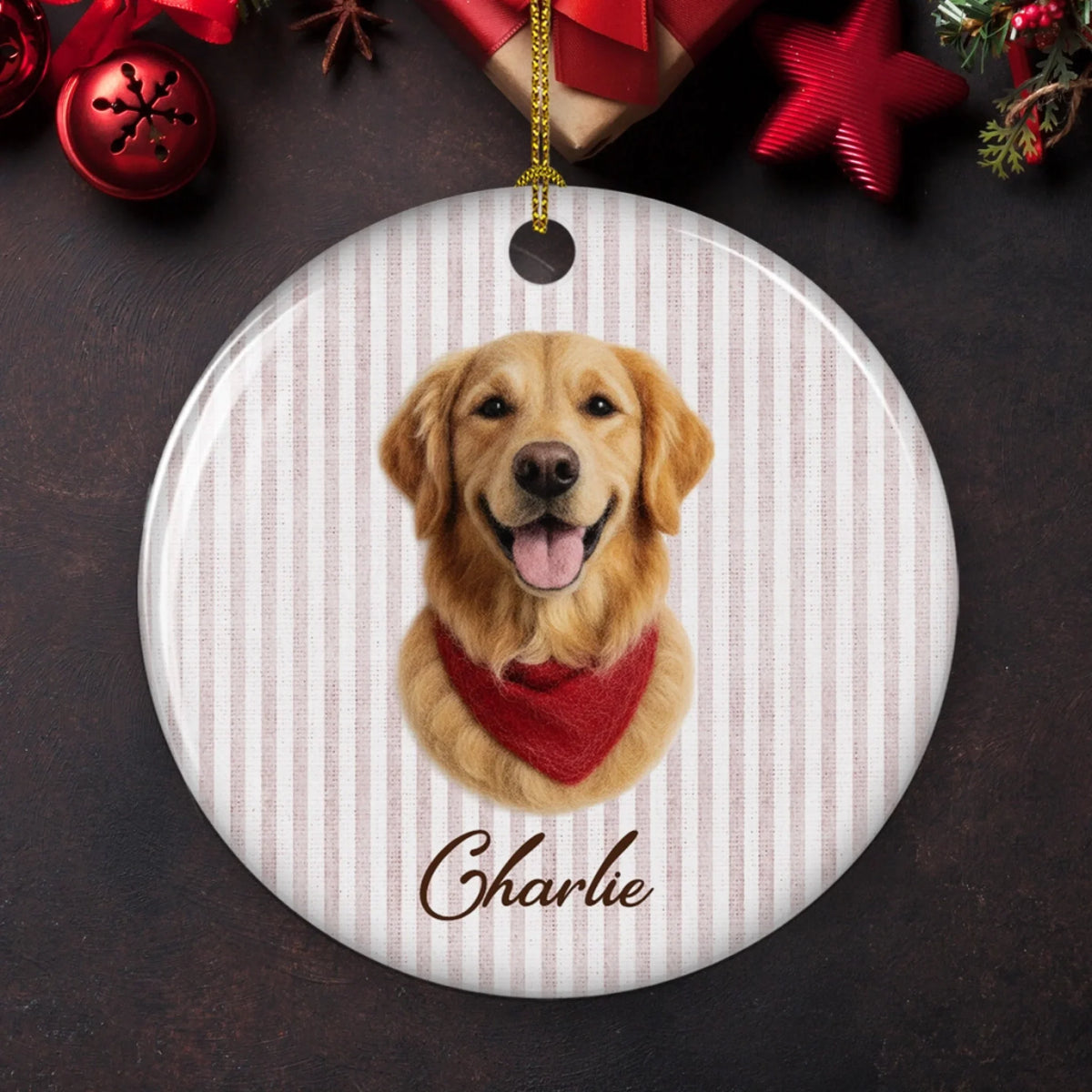 Custom Christmas Decor Home Birthday Gifts For Dog Lovers • Cutie Pet Portrait - Personalized Ceramic Ornament