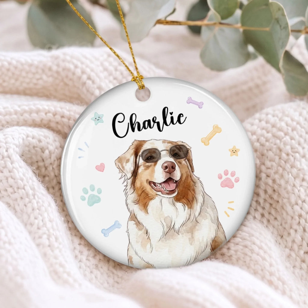 Custom Christmas Decor Home Birthday Gifts For Dog Lovers • Watercolor Pet - Personalized Ceramic Ornament