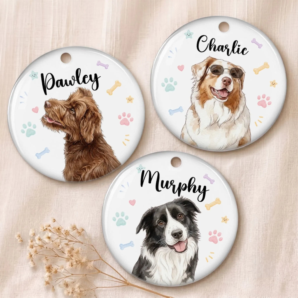 Custom Christmas Decor Home Birthday Gifts For Dog Lovers • Watercolor Pet - Personalized Ceramic Ornament