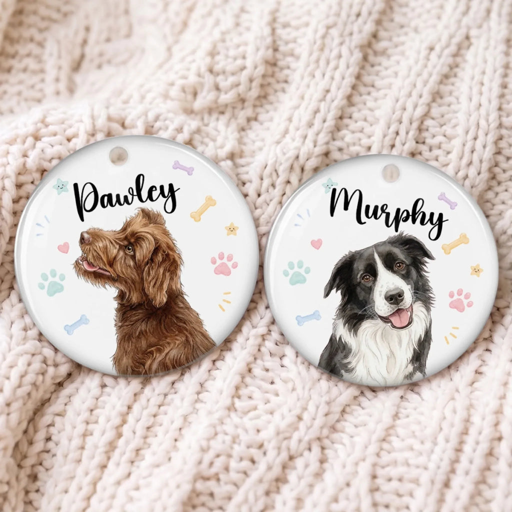 Custom Christmas Decor Home Birthday Gifts For Dog Lovers • Watercolor Pet - Personalized Ceramic Ornament