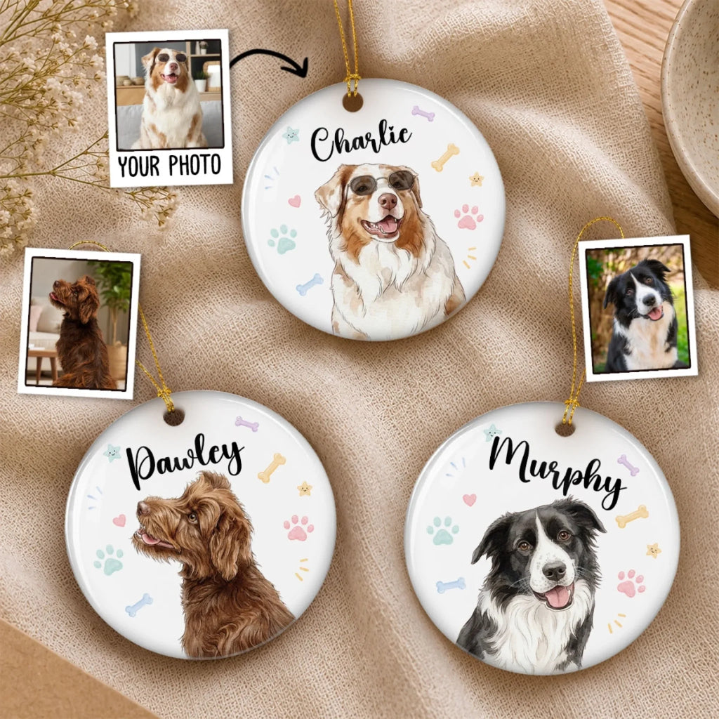 Custom Christmas Decor Home Birthday Gifts For Dog Lovers • Watercolor Pet - Personalized Ceramic Ornament