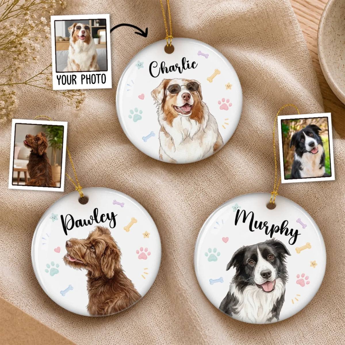 Custom Christmas Decor Home Birthday Gifts For Dog Lovers • Watercolor Pet - Personalized Ceramic Ornament