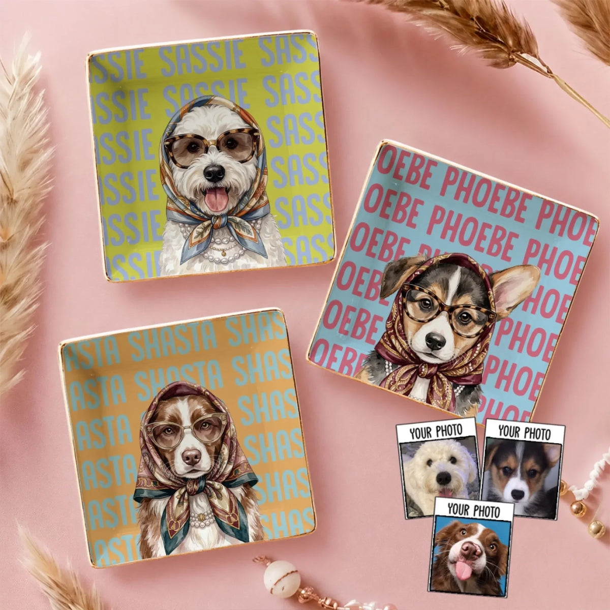 Custom Dog Portrait Watercolor Trinket Dish Gift For Dog Mom, Dog Lovers • Timeless Pawshion - Personalized Jewelry Dish