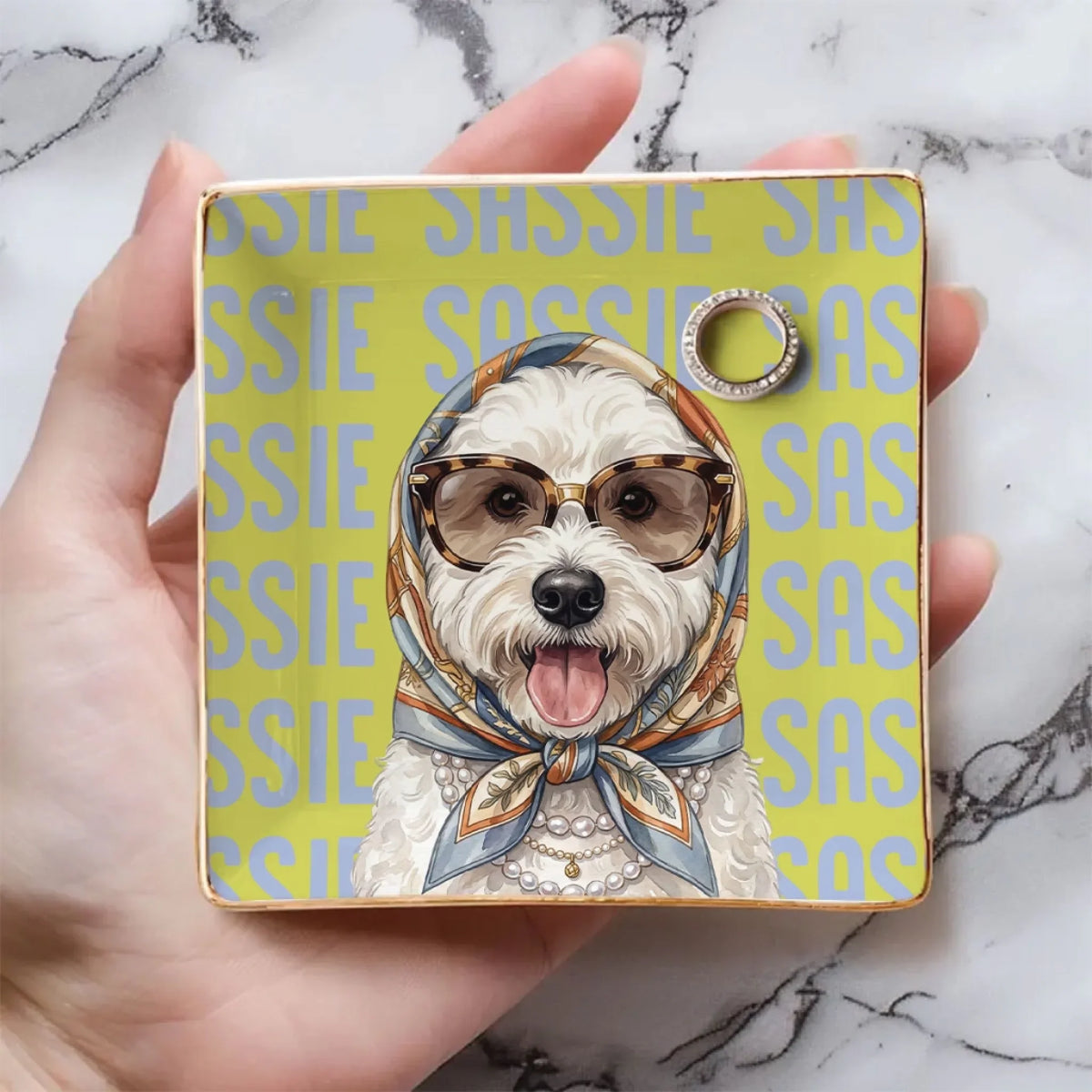 Custom Dog Portrait Watercolor Trinket Dish Gift For Dog Mom, Dog Lovers • Timeless Pawshion - Personalized Jewelry Dish