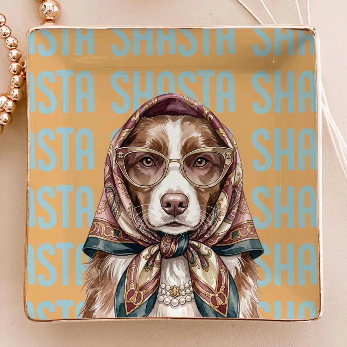 Custom Dog Portrait Watercolor Trinket Dish Gift For Dog Mom, Dog Lovers • Timeless Pawshion - Personalized Jewelry Dish
