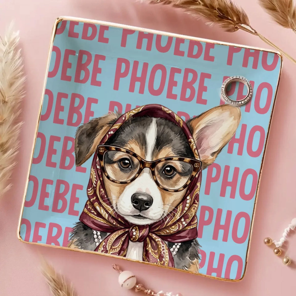 Custom Dog Portrait Watercolor Trinket Dish Gift For Dog Mom, Dog Lovers • Timeless Pawshion - Personalized Jewelry Dish
