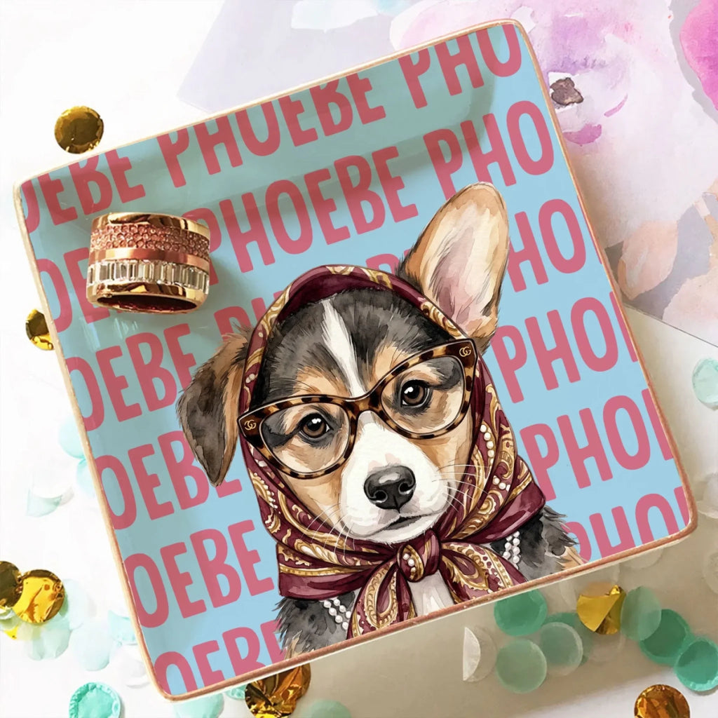 Custom Dog Portrait Watercolor Trinket Dish Gift For Dog Mom, Dog Lovers • Timeless Pawshion - Personalized Jewelry Dish