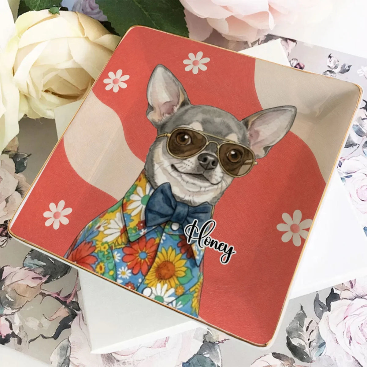 Custom Dog Portrait Watercolor Trinket Dish Gift For Dog Mom • You Had Me At Woof - Personalized Jewelry Dish