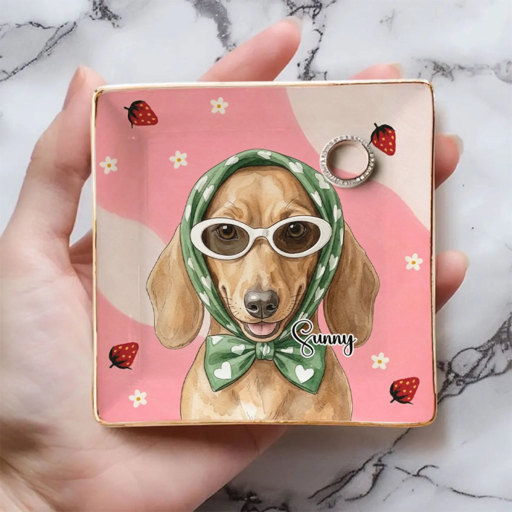 Custom Dog Portrait Watercolor Trinket Dish Gift For Dog Mom • You Had Me At Woof - Personalized Jewelry Dish