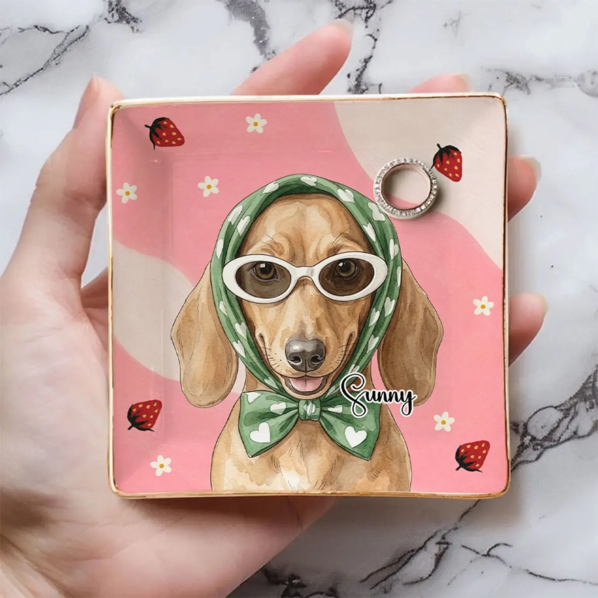 Custom Dog Portrait Watercolor Trinket Dish Gift For Dog Mom • You Had Me At Woof - Personalized Jewelry Dish