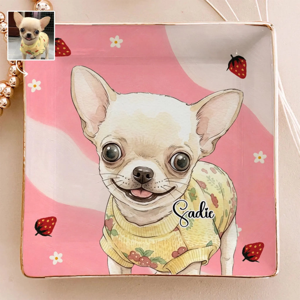 Custom Dog Portrait Watercolor Trinket Dish Gift For Dog Mom • You Had Me At Woof - Personalized Jewelry Dish