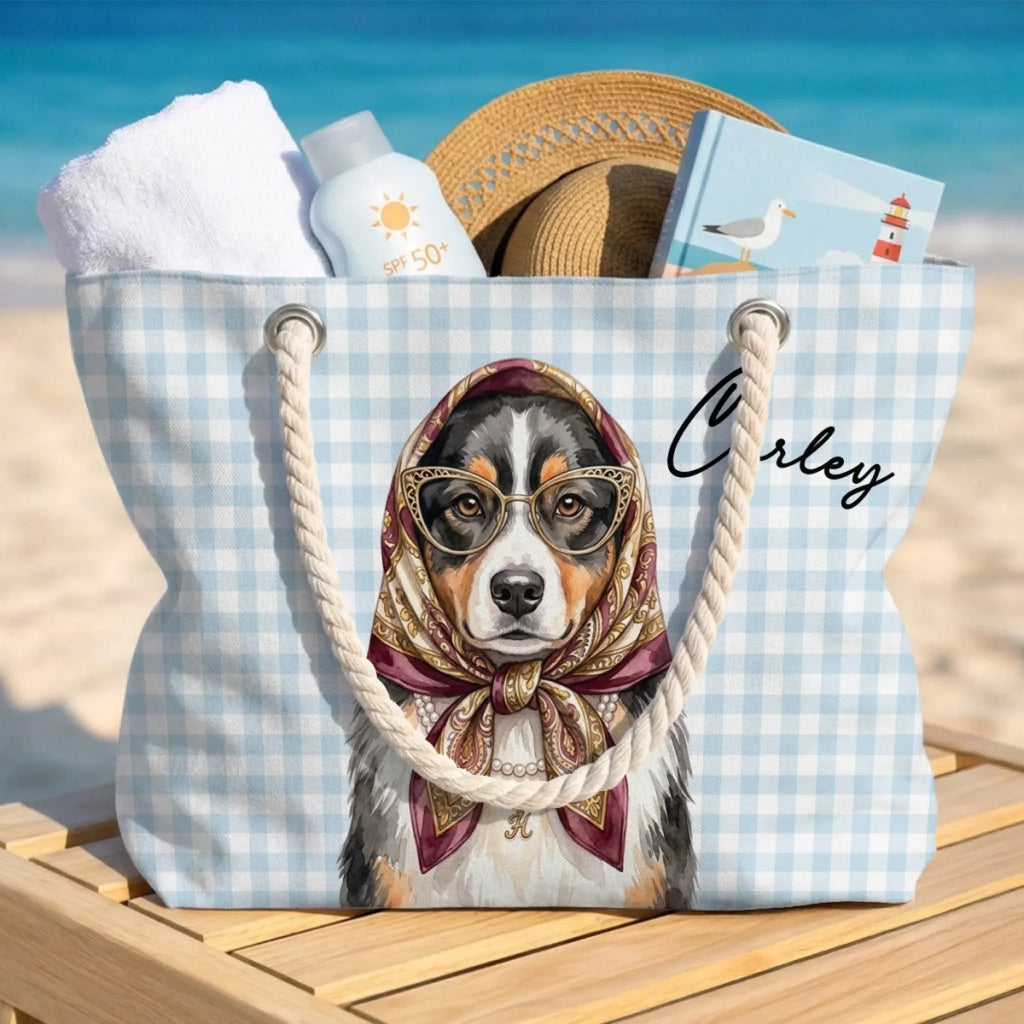 Beachside Barkers With Scarf - Personalized Beach Bag