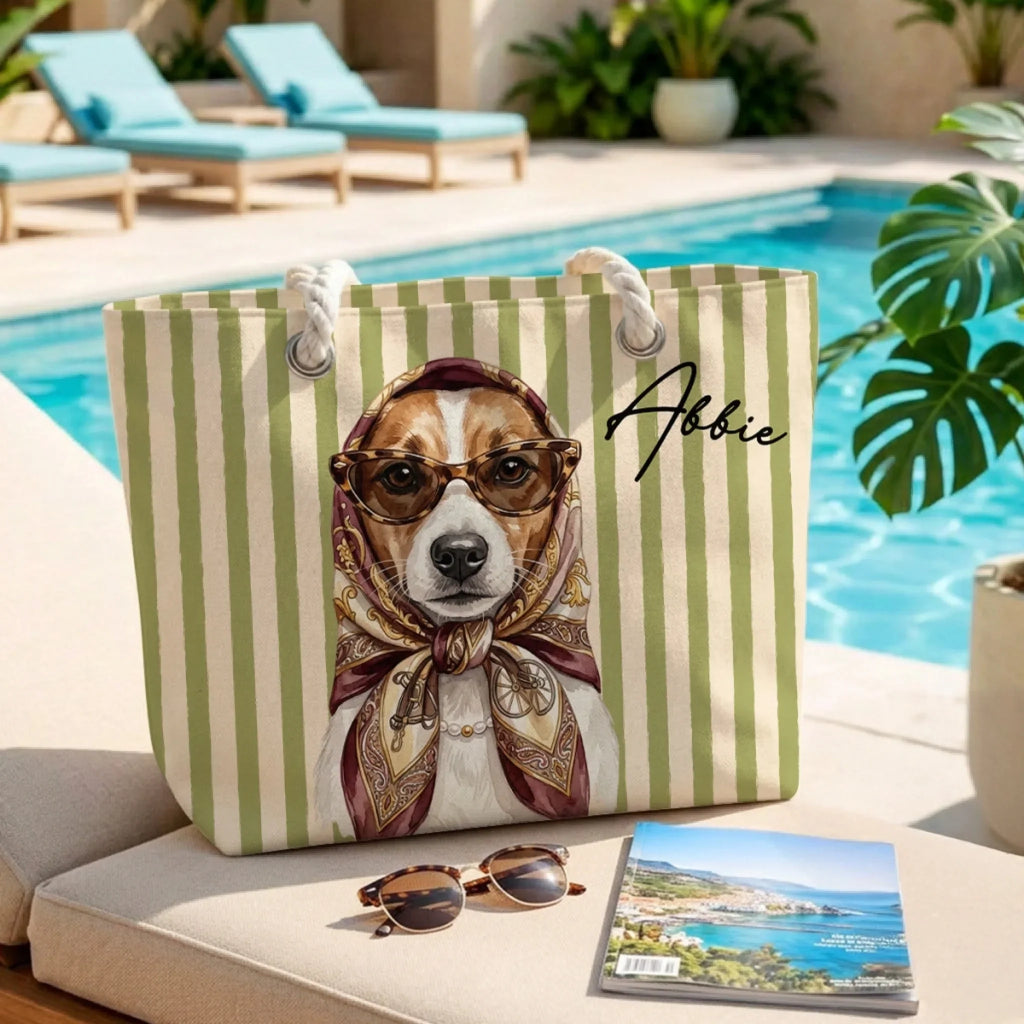 Beachside Barkers With Scarf - Personalized Beach Bag