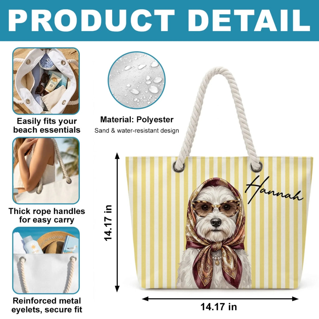 Beachside Barkers With Scarf - Personalized Beach Bag