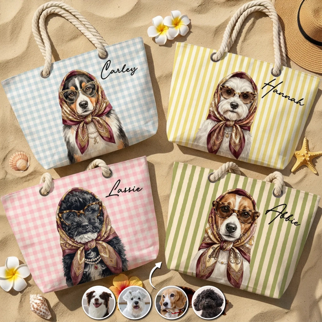 Beachside Barkers With Scarf - Personalized Beach Bag