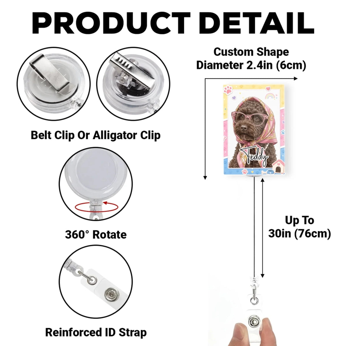 Custom Photo Nurse ID Holder, Graduation Christmas Birthday Gifts for Dog Lovers • Cute Pet - Personalized Acrylic Badge Reel