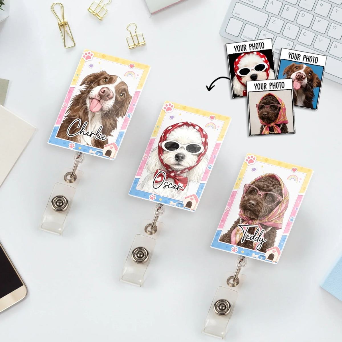 Custom Photo Nurse ID Holder, Graduation Christmas Birthday Gifts for Dog Lovers • Cute Pet - Personalized Acrylic Badge Reel