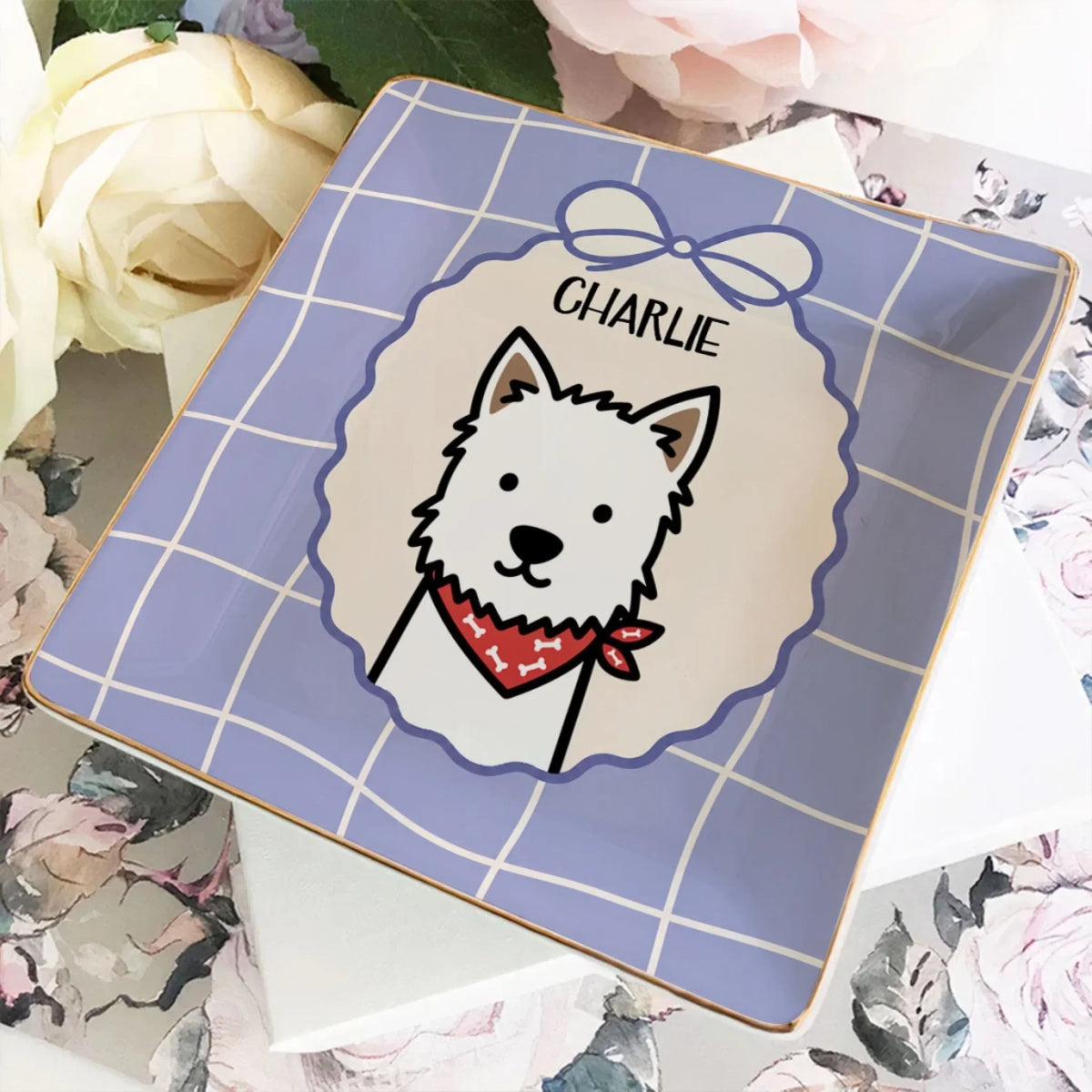 Custom Dog Portrait Watercolor Trinket Dish Gift For Dog Mom, Dog Lovers • Totem Pets - Personalized Jewelry Dish