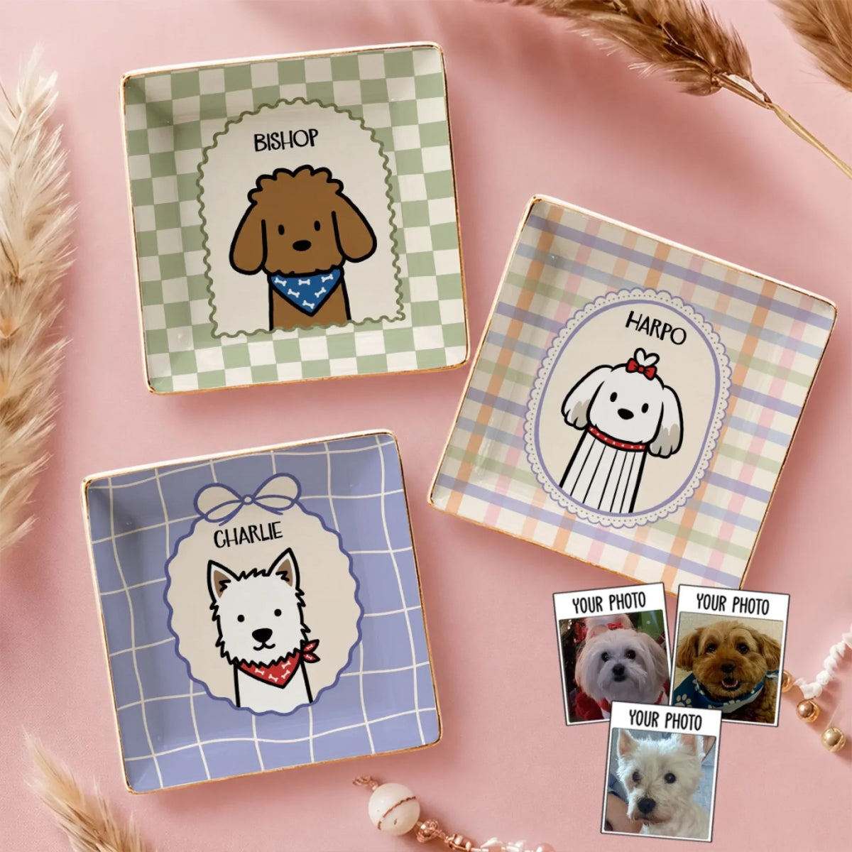 Custom Dog Portrait Watercolor Trinket Dish Gift For Dog Mom, Dog Lovers • Totem Pets - Personalized Jewelry Dish