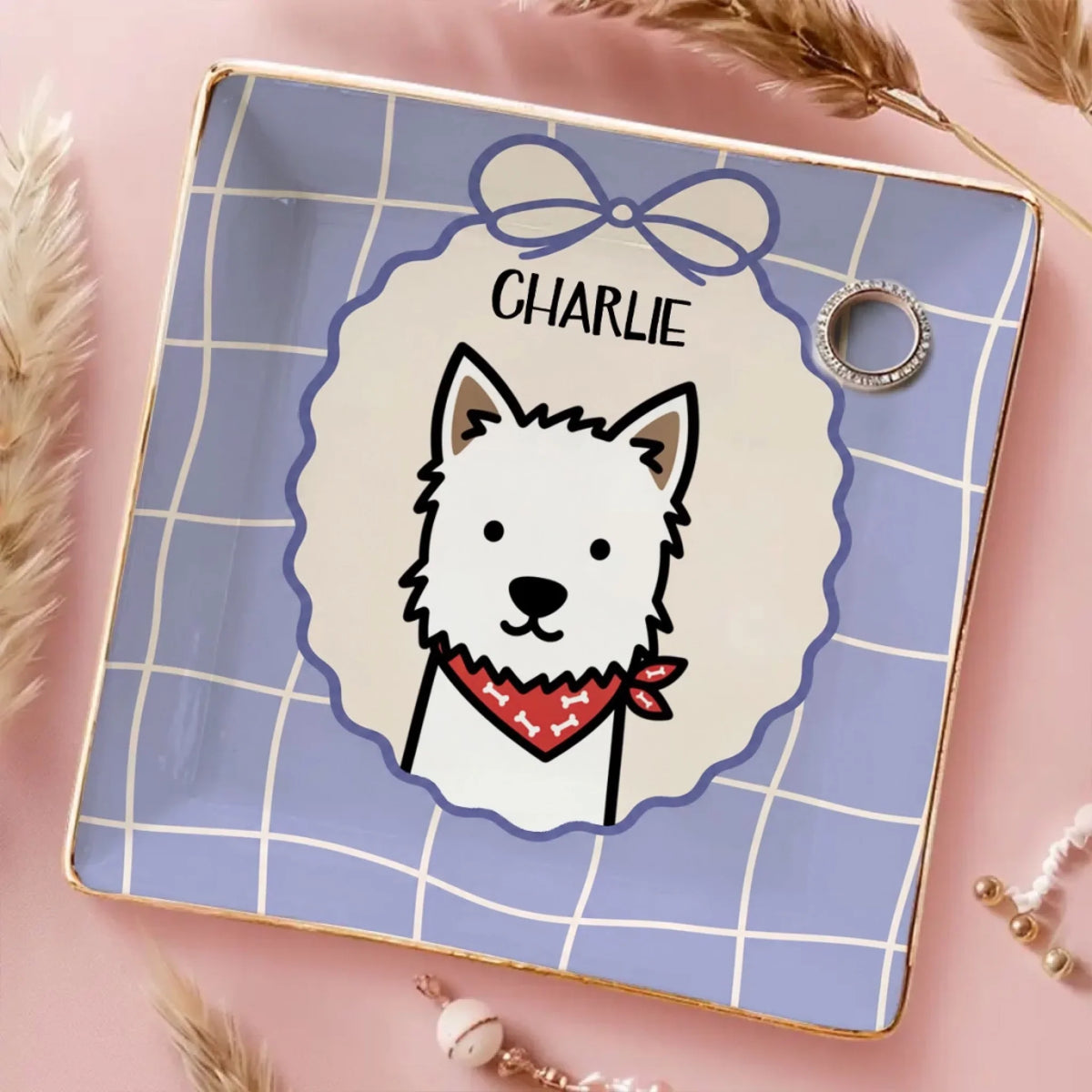Custom Dog Portrait Watercolor Trinket Dish Gift For Dog Mom, Dog Lovers • Totem Pets - Personalized Jewelry Dish