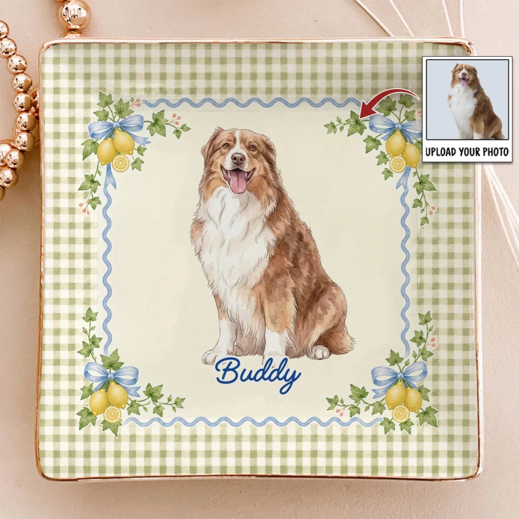 Custom Dog Portrait Watercolor Trinket Dish Gift For Dog Mom, Dog Lovers • Cottage Bloom - Personalized Jewelry Dish