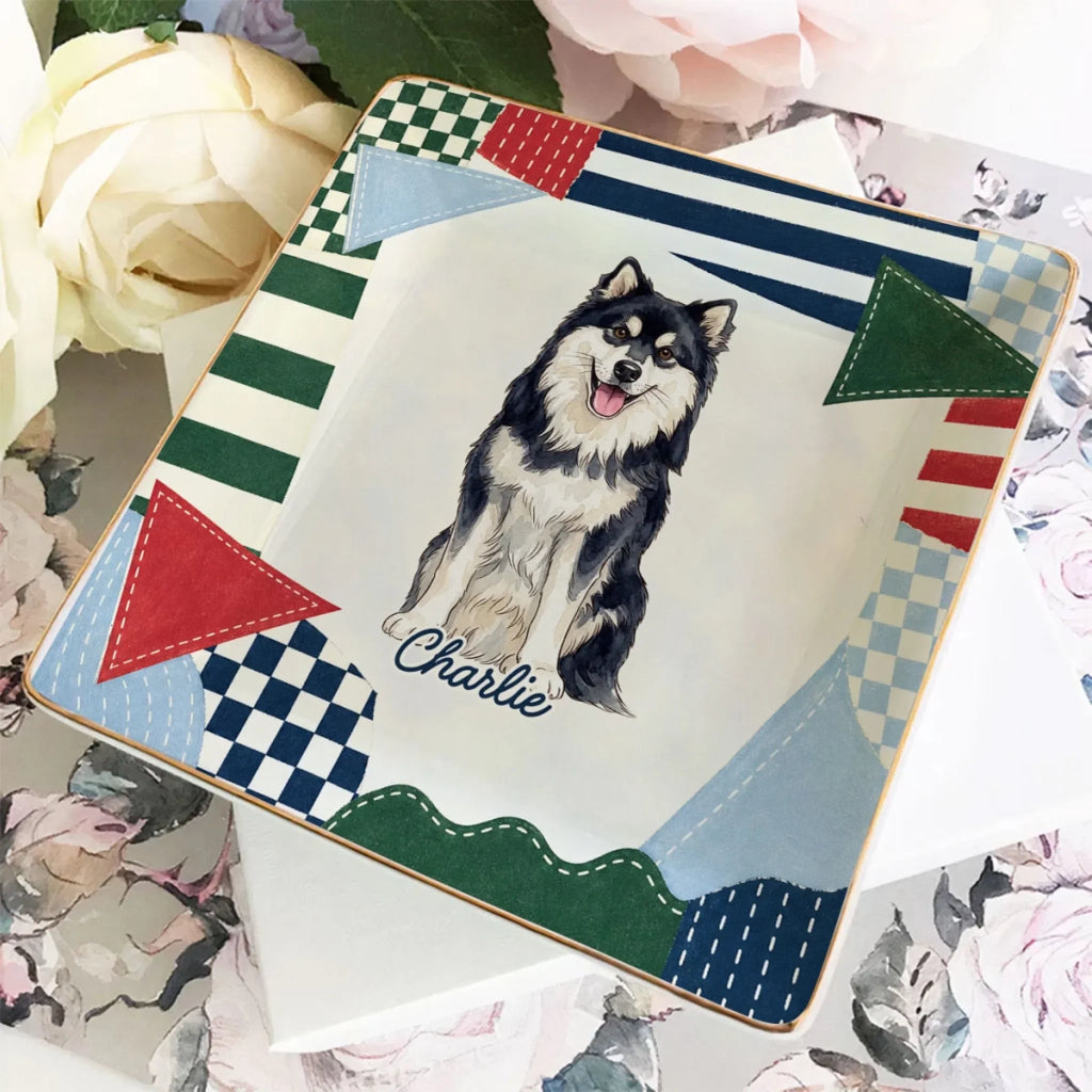 Custom Dog Portrait Watercolor Trinket Dish Gift For Dog Mom, Dog Lovers • Cottage Bloom - Personalized Jewelry Dish