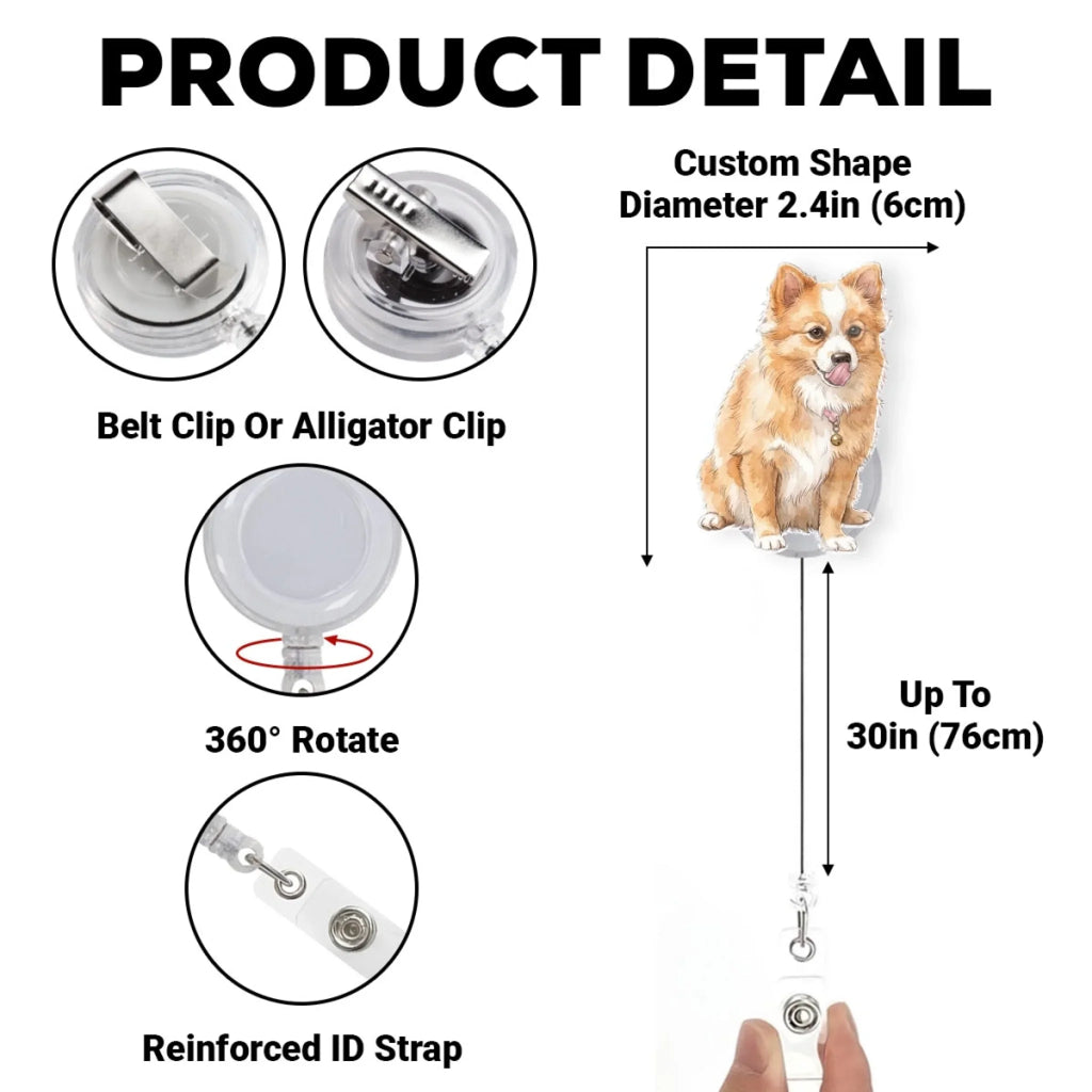 Custom Photo Nurse ID Holder, Graduation Christmas Birthday Gifts for Dog Lovers • Keeping You Close While I Work - Personalized Acrylic Badge Reel
