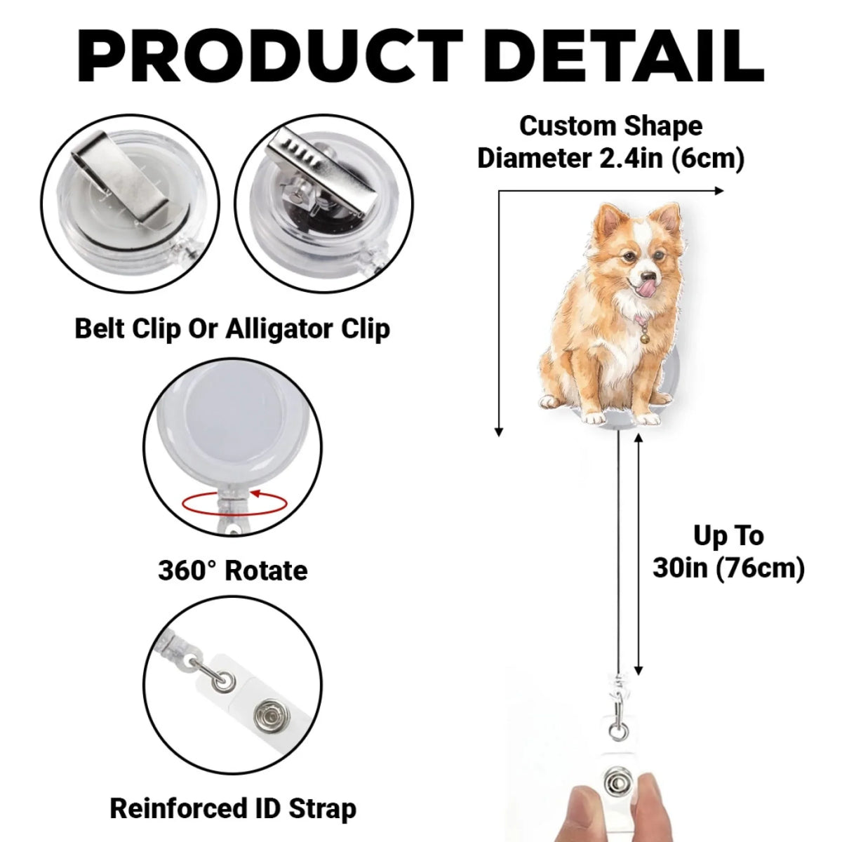 Custom Photo Nurse ID Holder, Graduation Christmas Birthday Gifts for Dog Lovers • Keeping You Close While I Work - Personalized Acrylic Badge Reel