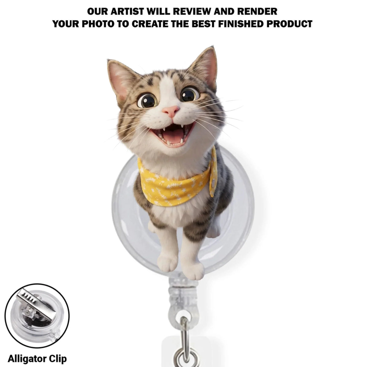 Custom Photo Pet Portrait ID Holder, Gift for Pet Mom, Pet Lovers • Bringing You Along To Work - Personalized Acrylic Badge Reel