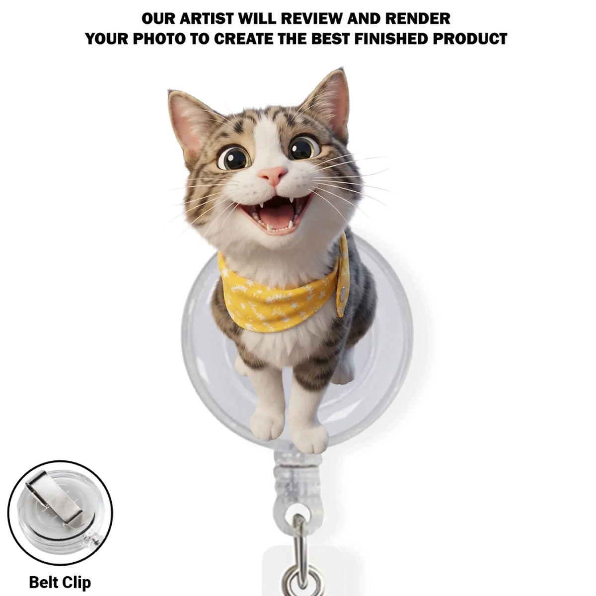 Custom Photo Pet Portrait ID Holder, Gift for Pet Mom, Pet Lovers • Bringing You Along To Work - Personalized Acrylic Badge Reel