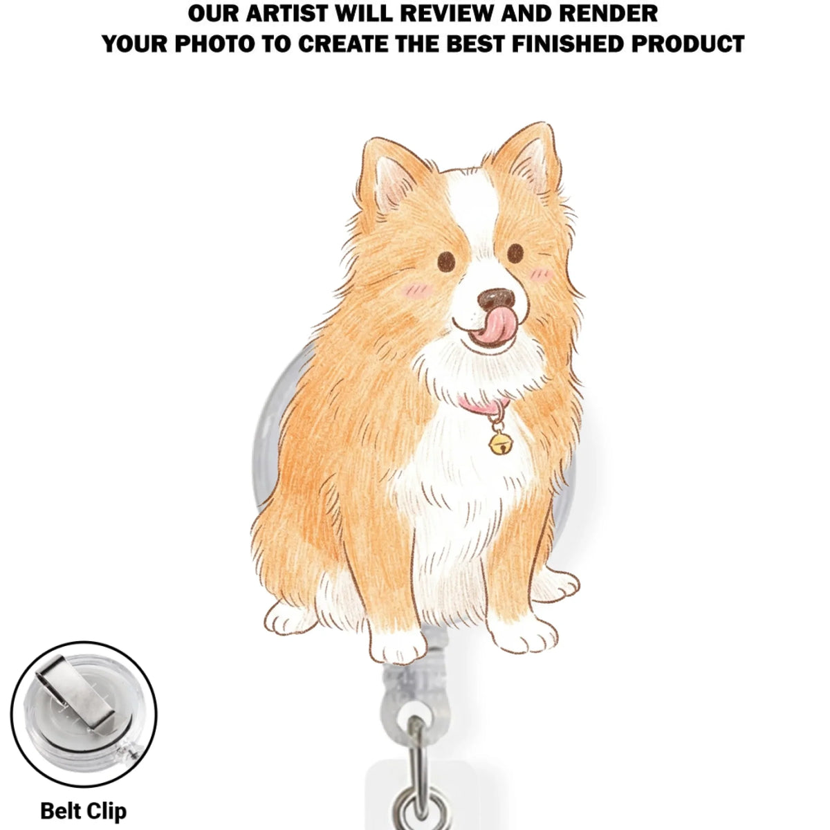 Custom Photo Pet Portrait ID Holder, Gift for Pet Mom, Pet Lovers • A Little Piece Of You At Work - Personalized Acrylic Badge Reel