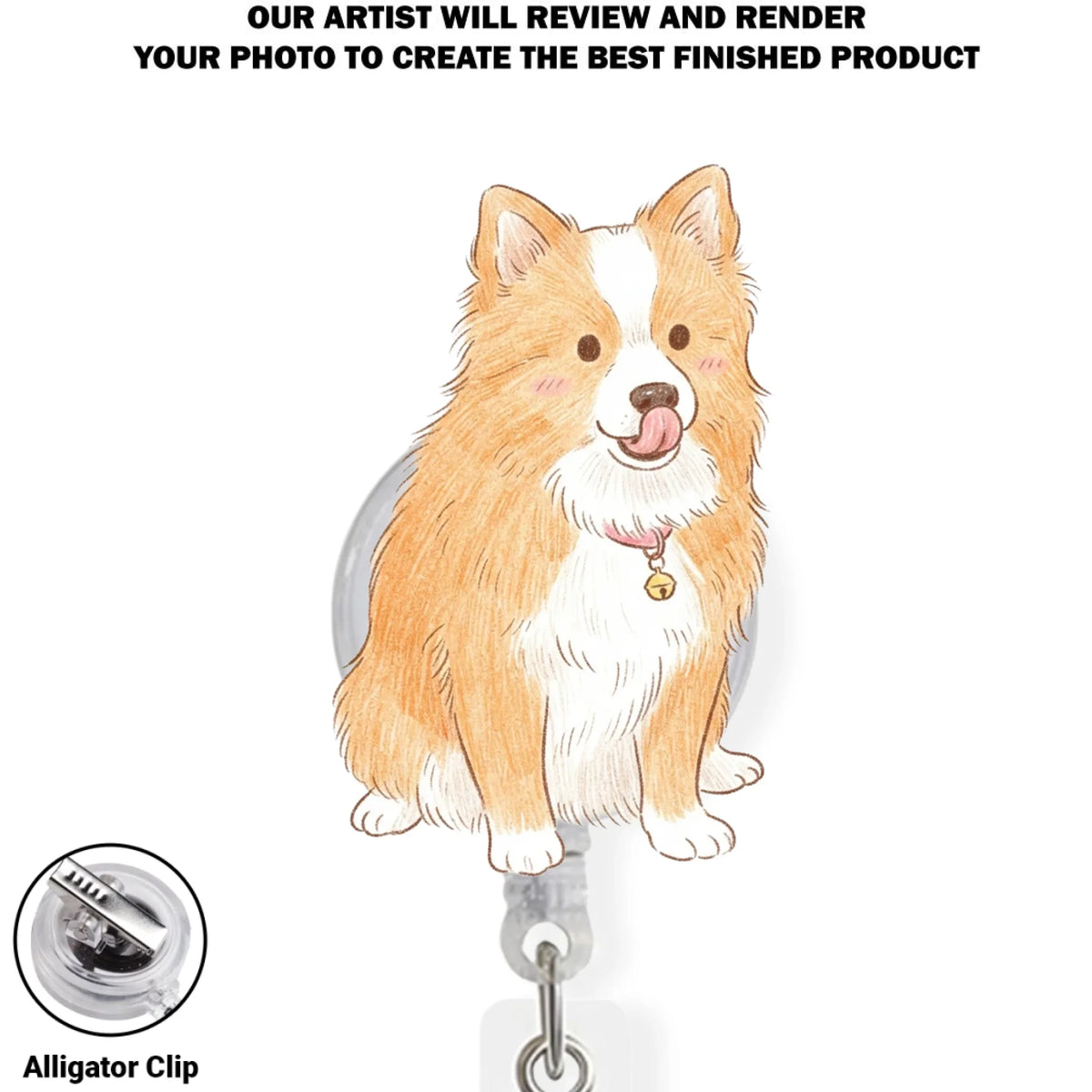 Custom Photo Pet Portrait ID Holder, Gift for Pet Mom, Pet Lovers • A Little Piece Of You At Work - Personalized Acrylic Badge Reel