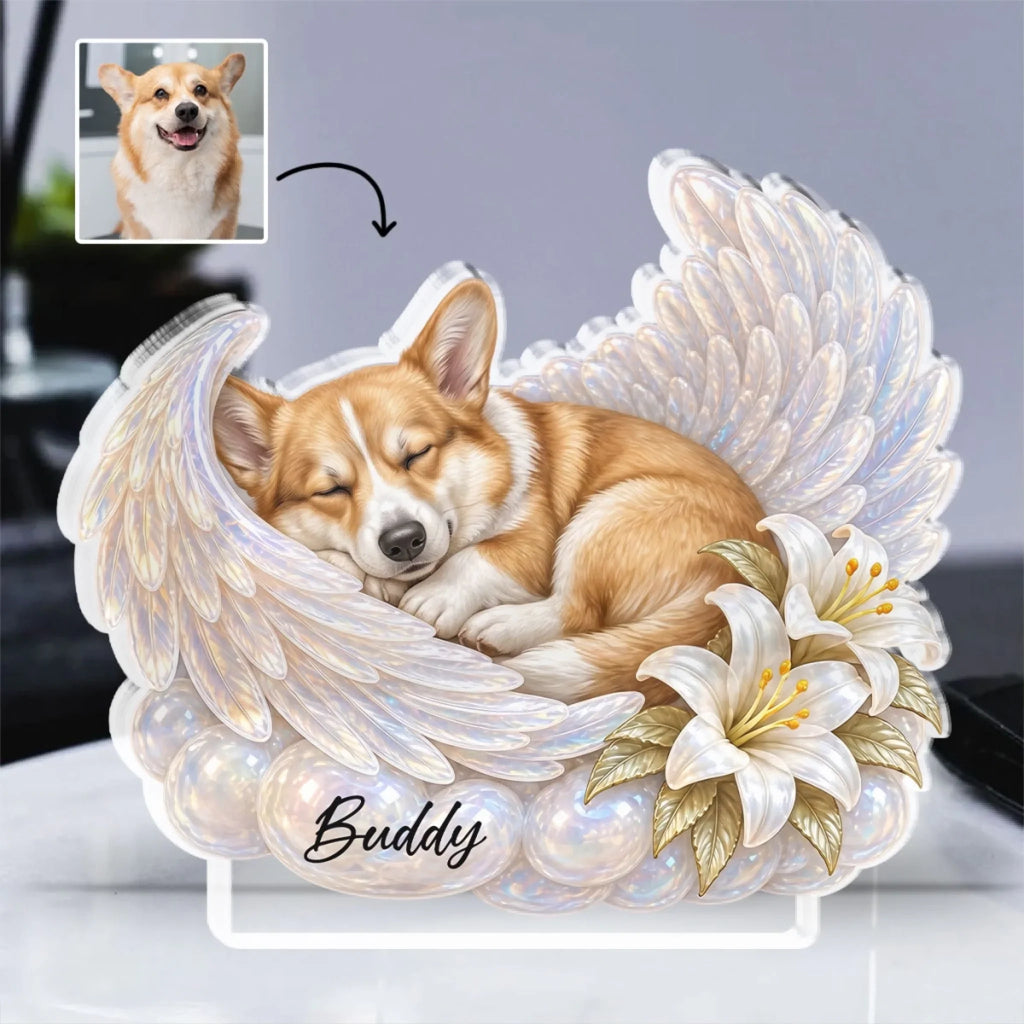 Dog Cat Angel Wings Statue - Personalized Acrylic Plaque