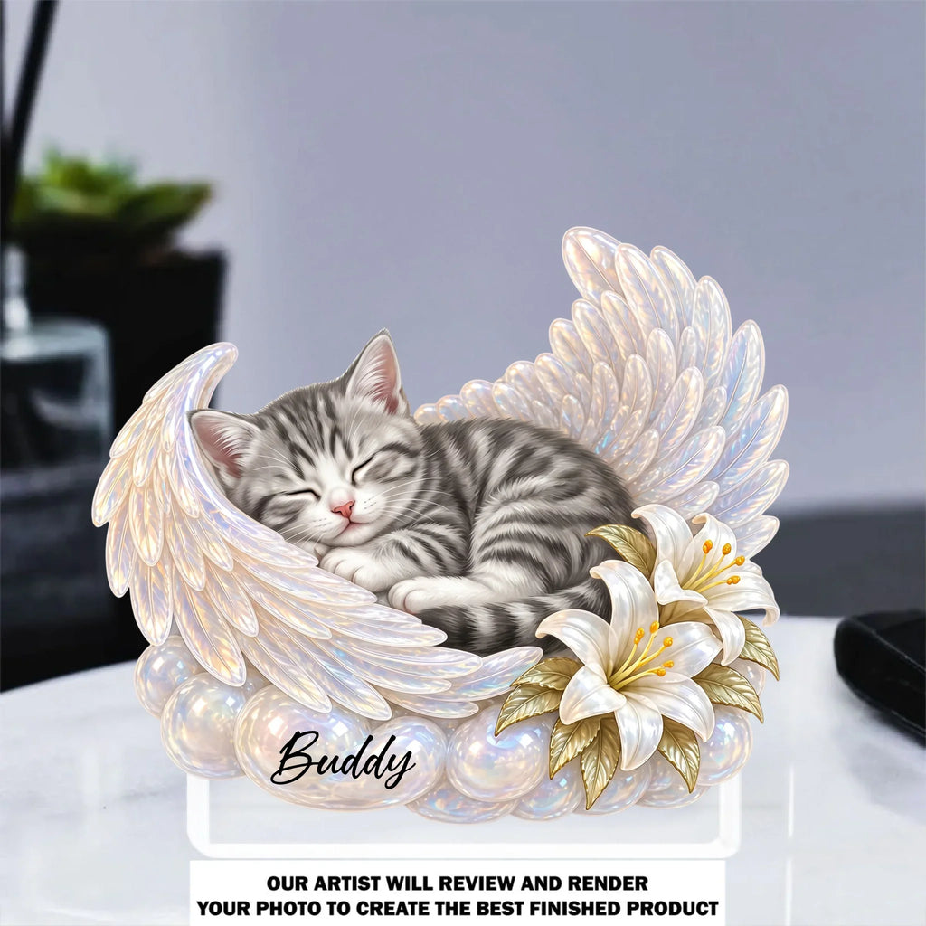 Dog Cat Angel Wings Statue - Personalized Acrylic Plaque