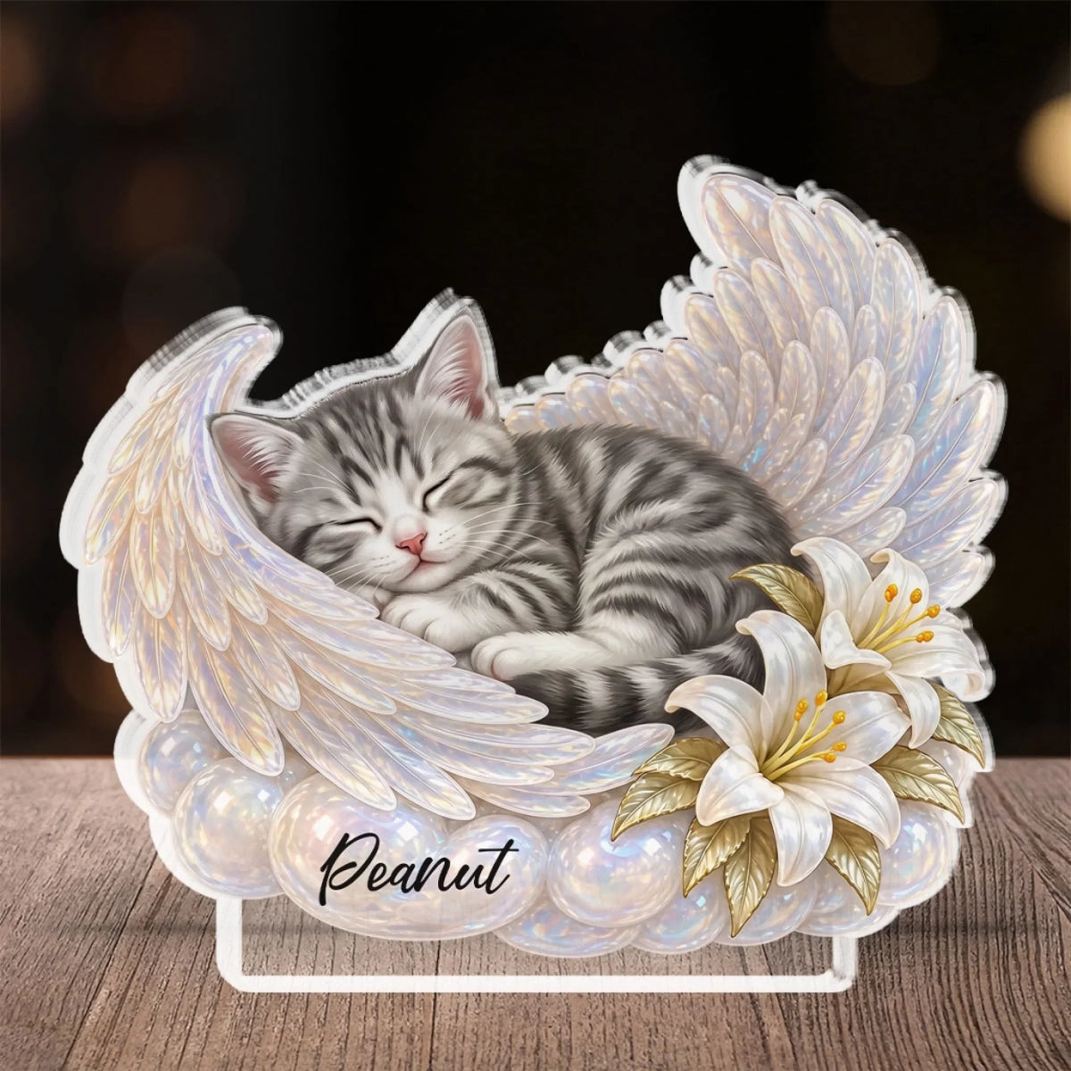 Dog Cat Angel Wings Statue - Personalized Acrylic Plaque