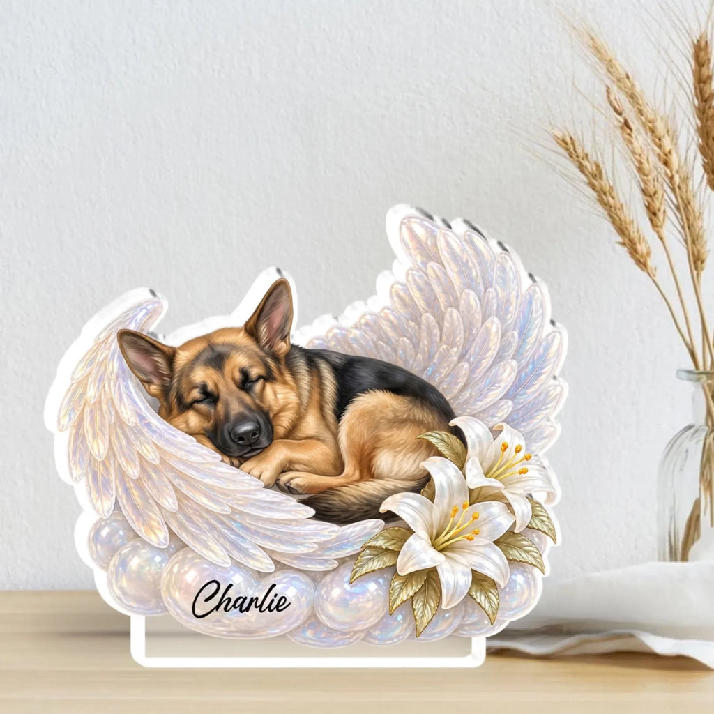 Dog Cat Angel Wings Statue - Personalized Acrylic Plaque