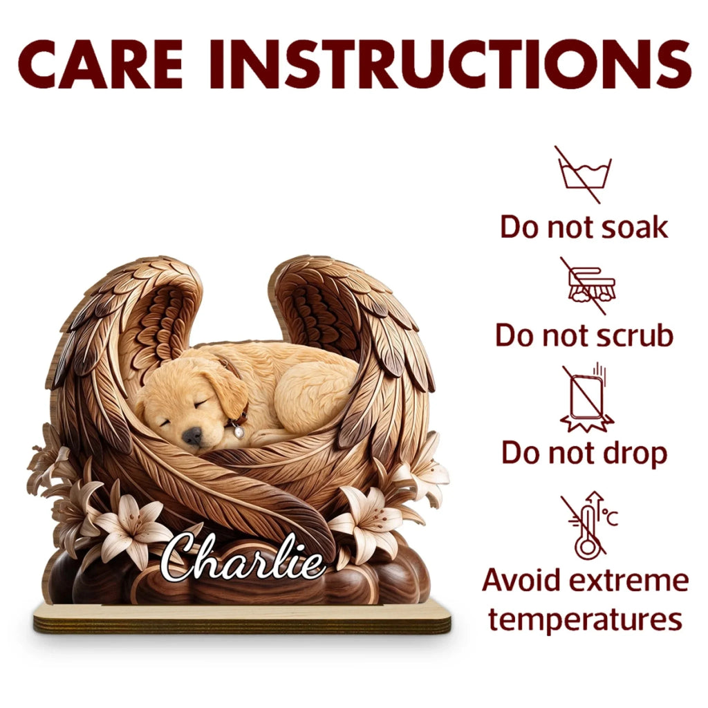 Angel Wings - Personalized 2-Layer Wood Plaque With Flat Base