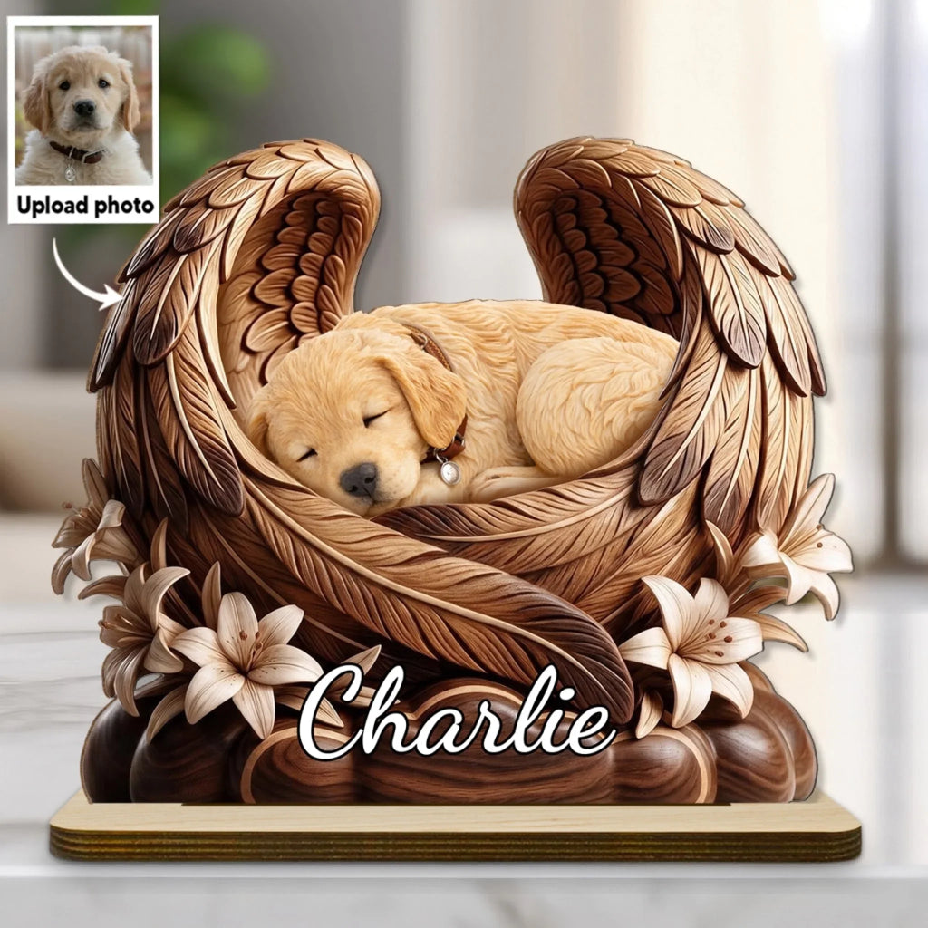 Angel Wings - Personalized 2-Layer Wood Plaque With Flat Base