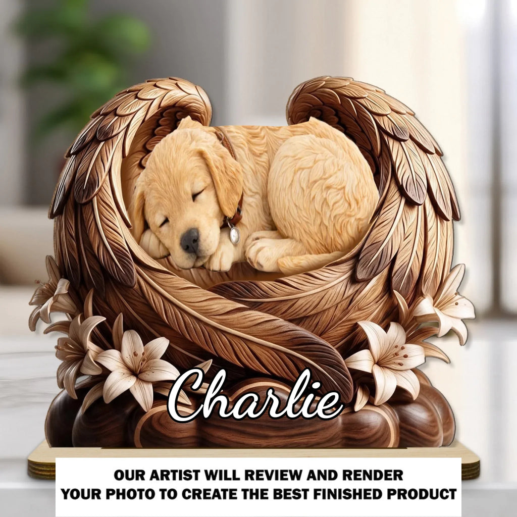 Angel Wings - Personalized 2-Layer Wood Plaque With Flat Base