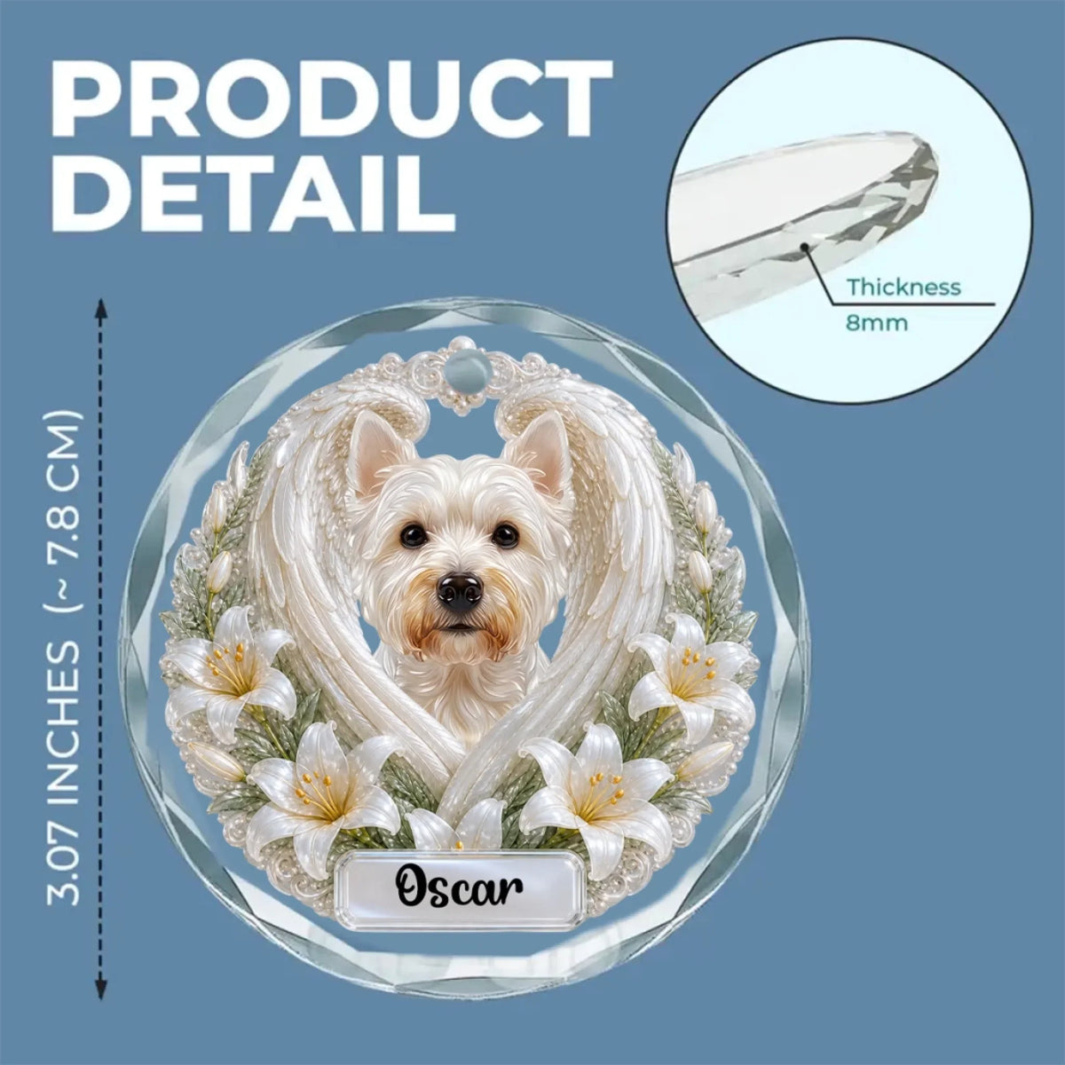 Custom Christmas Memorial Sympathy Gifts For Dogs, Cats • Forever In My Heart - Personalized Glass Ornament