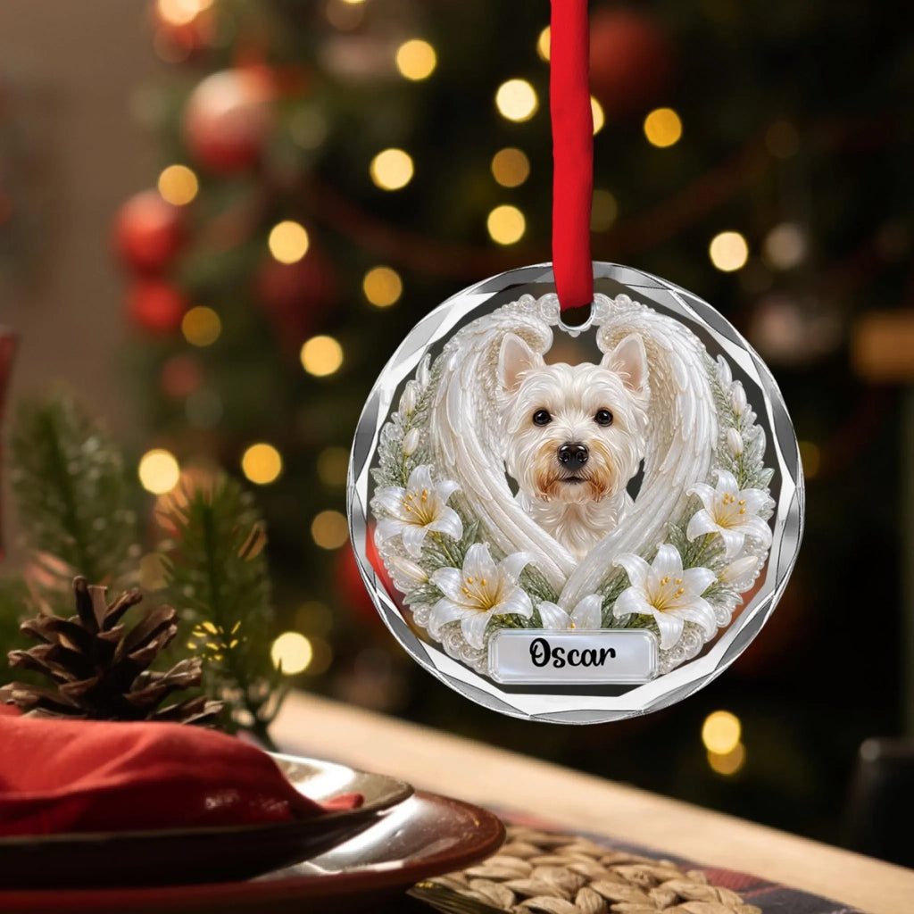 Custom Christmas Memorial Sympathy Gifts For Dogs, Cats • Forever In My Heart - Personalized Glass Ornament